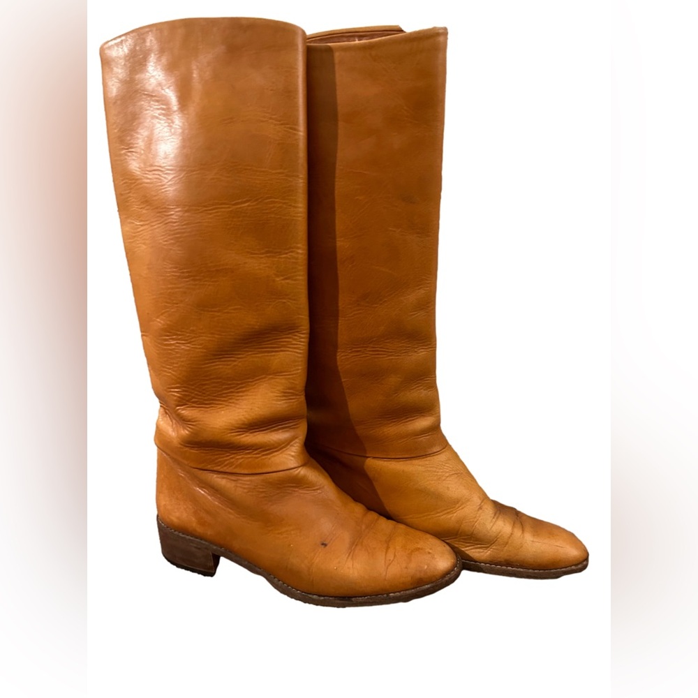 Classic Tan Leather Knee-High Boots
